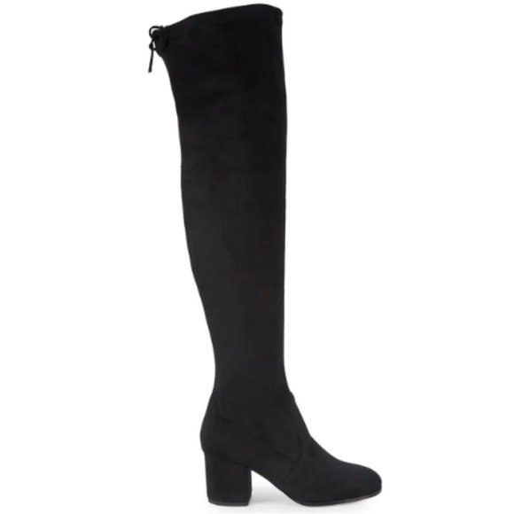 Saks Fifth Avenue Microsuede Black Over The Knee Tall Boots - Picture 2 of 8